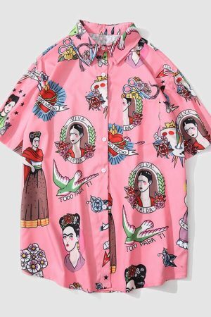 Style Core Aesthetics, New Style Trends Retro Cartoon Character Shirt