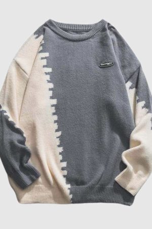 Style Core Aesthetics, New Style Trends Retro Color Block Sweater