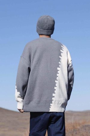 Style Core Aesthetics, New Style Trends Retro Color Block Sweater