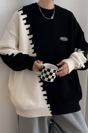 Style Core Aesthetics, New Style Trends Retro Color Block Sweater