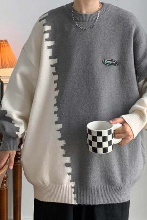 Style Core Aesthetics, New Style Trends Retro Color Block Sweater