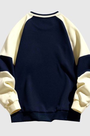 Style Core Aesthetics, New Style Trends Retro Colorblock Raglan Sweatshirt