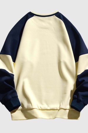 Style Core Aesthetics, New Style Trends Retro Colorblock Raglan Sweatshirt