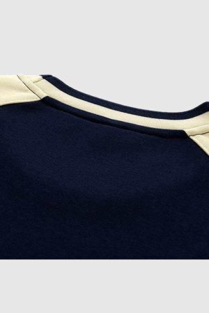 Style Core Aesthetics, New Style Trends Retro Colorblock Raglan Sweatshirt