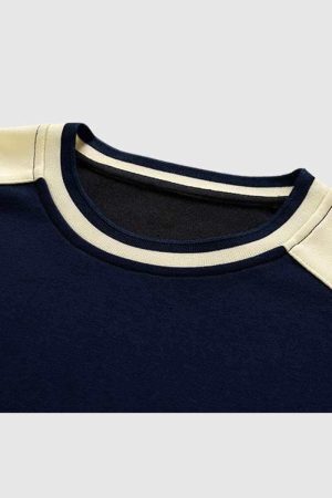 Style Core Aesthetics, New Style Trends Retro Colorblock Raglan Sweatshirt