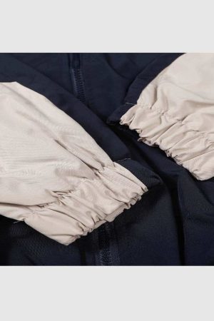 Style Core Aesthetics, New Style Trends Retro Colorblock Stand Collar Windbreaker