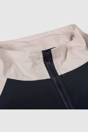 Style Core Aesthetics, New Style Trends Retro Colorblock Stand Collar Windbreaker