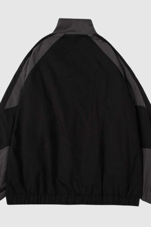 Style Core Aesthetics, New Style Trends Retro Colorblock Stand Collar Windbreaker