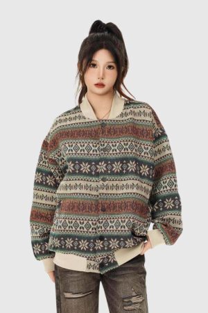 Style Core Aesthetics, New Style Trends Retro Floral Print Sweater