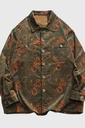 Style Core Aesthetics, New Style Trends Retro Flower Print Shirts