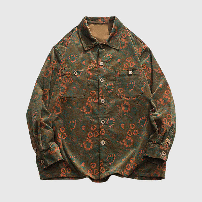 Style Core Aesthetics, New Style Trends Retro Flower Print Shirts