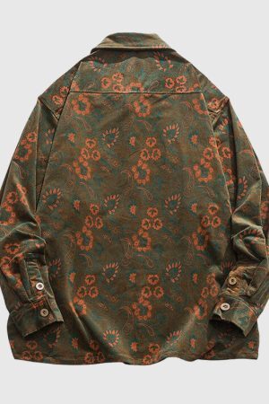 Style Core Aesthetics, New Style Trends Retro Flower Print Shirts