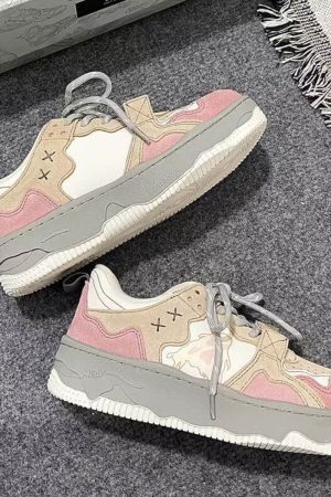 Style Core Aesthetics, New Style Trends Retro-Inspired Mixed Media Sneakers