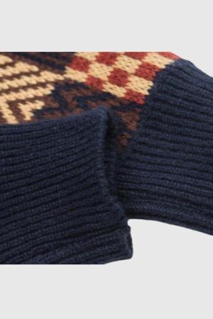 Style Core Aesthetics, New Style Trends Retro Patchwork Knit Sweater