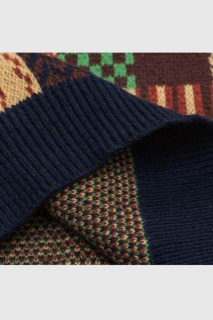 Style Core Aesthetics, New Style Trends Retro Patchwork Knit Sweater