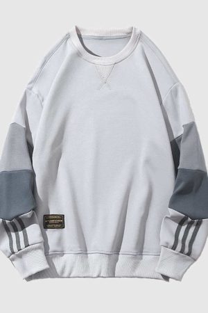 Style Core Aesthetics, New Style Trends Retro Patchwork Sleeve Sweatshirt