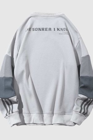 Style Core Aesthetics, New Style Trends Retro Patchwork Sleeve Sweatshirt