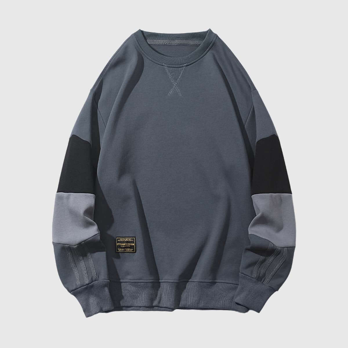 Style Core Aesthetics, New Style Trends Retro Patchwork Sleeve Sweatshirt Style Core Aesthetics, New Style Trends Retro Patchwork Sleeve Sweatshirt