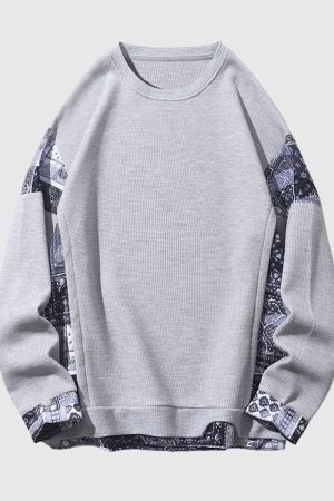 Style Core Aesthetics, New Style Trends Retro Patterned Loose-Fit Sweatshirt