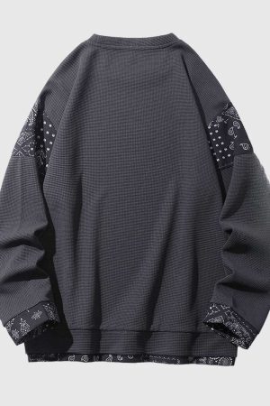 Style Core Aesthetics, New Style Trends Retro Patterned Loose-Fit Sweatshirt