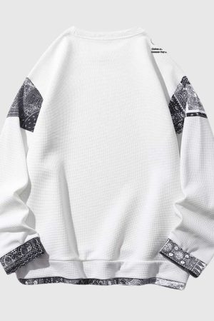 Style Core Aesthetics, New Style Trends Retro Patterned Loose-Fit Sweatshirt