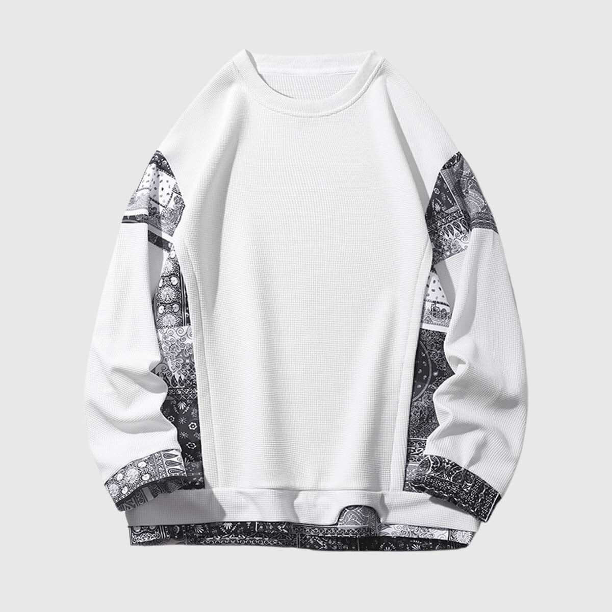 Style Core Aesthetics, New Style Trends Retro Patterned Loose-Fit Sweatshirt