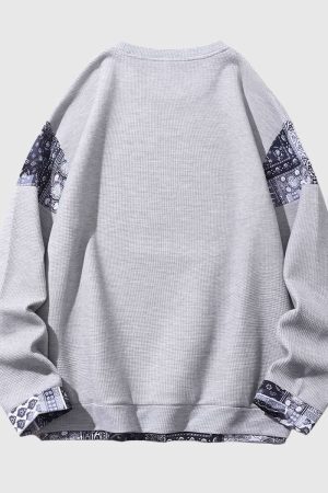 Style Core Aesthetics, New Style Trends Retro Patterned Loose-Fit Sweatshirt