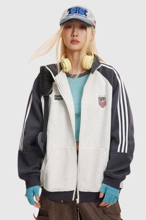 Style Core Aesthetics, New Style Trends Retro Stand Collar Track Jacket