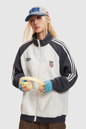 Style Core Aesthetics, New Style Trends Retro Stand Collar Track Jacket