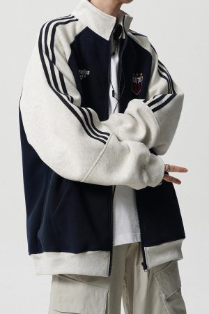 Style Core Aesthetics, New Style Trends Retro Stand Collar Track Jacket