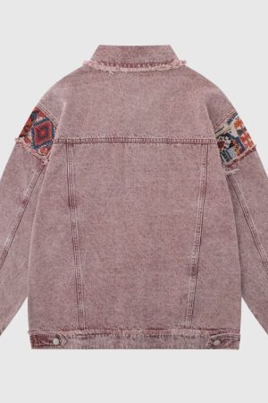Style Core Aesthetics, New Style Trends Retro Star Patchwork Embroidered Denim Jacket