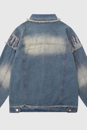 Style Core Aesthetics, New Style Trends Retro Star Patchwork Embroidered Denim Jacket