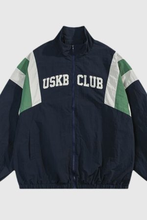 Style Core Aesthetics, New Style Trends Retro Streetwear Patchwork Stand Collar Jacket