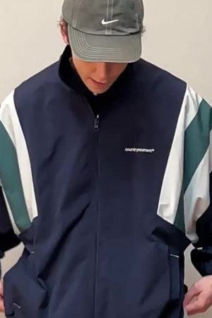 Style Core Aesthetics, New Style Trends Retro Streetwear Patchwork Stand Collar Jacket