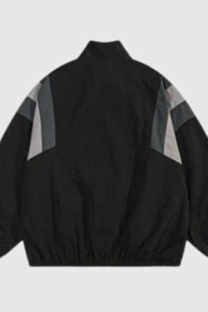 Style Core Aesthetics, New Style Trends Retro Streetwear Patchwork Stand Collar Jacket