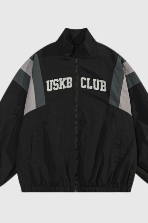 Style Core Aesthetics, New Style Trends Retro Streetwear Patchwork Stand Collar Jacket