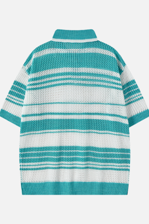 Style Core Aesthetics, New Style Trends Retro Striped Knit Polo