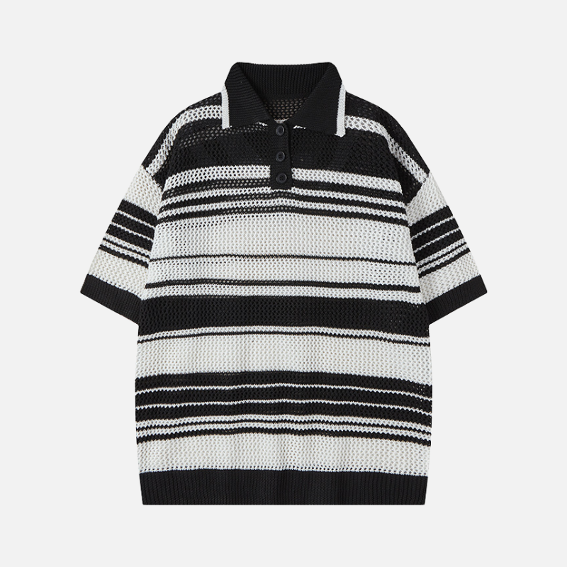 Style Core Aesthetics, New Style Trends Retro Striped Knit Polo
