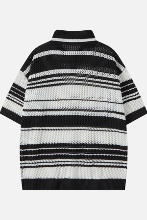 Style Core Aesthetics, New Style Trends Retro Striped Knit Polo
