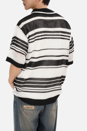 Style Core Aesthetics, New Style Trends Retro Striped Knit Polo