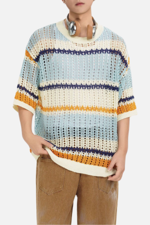 Style Core Aesthetics, New Style Trends Retro Striped Knit Tee