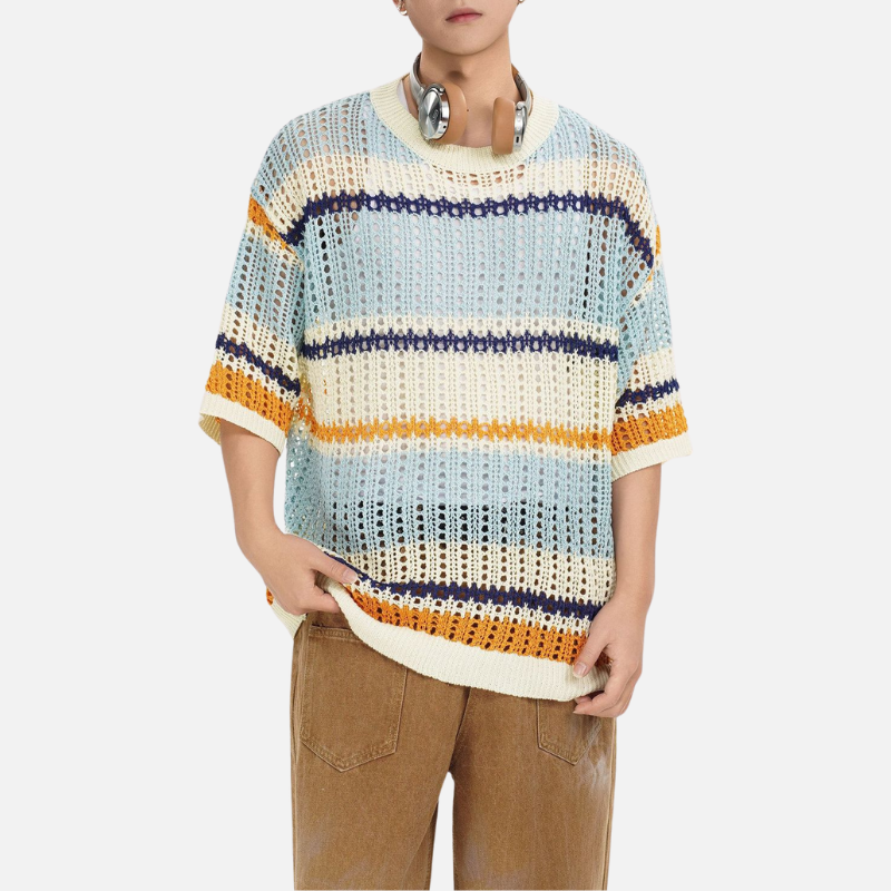 Style Core Aesthetics, New Style Trends Retro Striped Knit Tee Style Core Aesthetics, New Style Trends Retro Striped Knit Tee