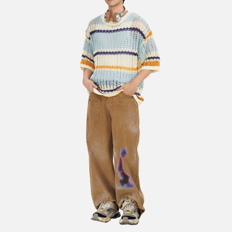 Style Core Aesthetics, New Style Trends Retro Striped Knit Tee Style Core Aesthetics, New Style Trends Retro Striped Knit Tee