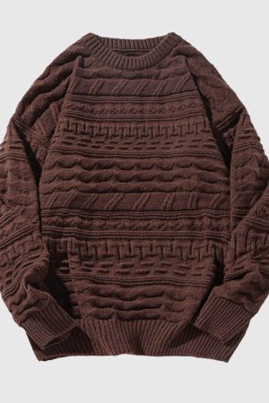 Style Core Aesthetics, New Style Trends Retro Textured Knit Sweater