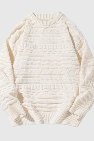 Style Core Aesthetics, New Style Trends Retro Textured Knit Sweater