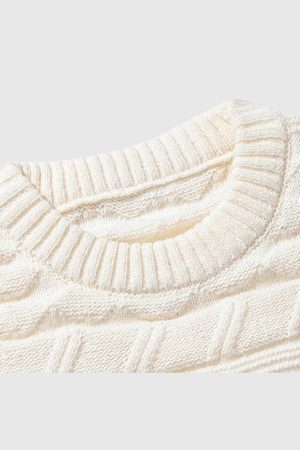 Style Core Aesthetics, New Style Trends Retro Textured Knit Sweater