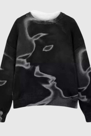 Style Core Aesthetics, New Style Trends Retro Y2K Print Knit Sweater