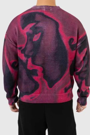 Style Core Aesthetics, New Style Trends Retro Y2K Print Knit Sweater