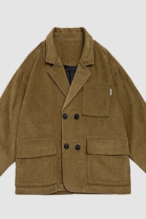 Style Core Aesthetics, New Style Trends Ruched Sleeve Corduroy Blazer