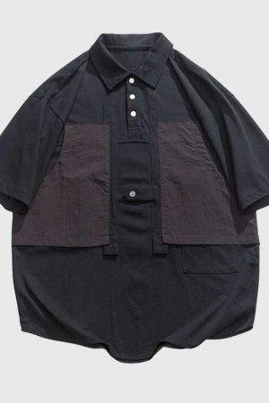 Style Core Aesthetics, New Style Trends Rustic Two-Tone Patchwork Shirt